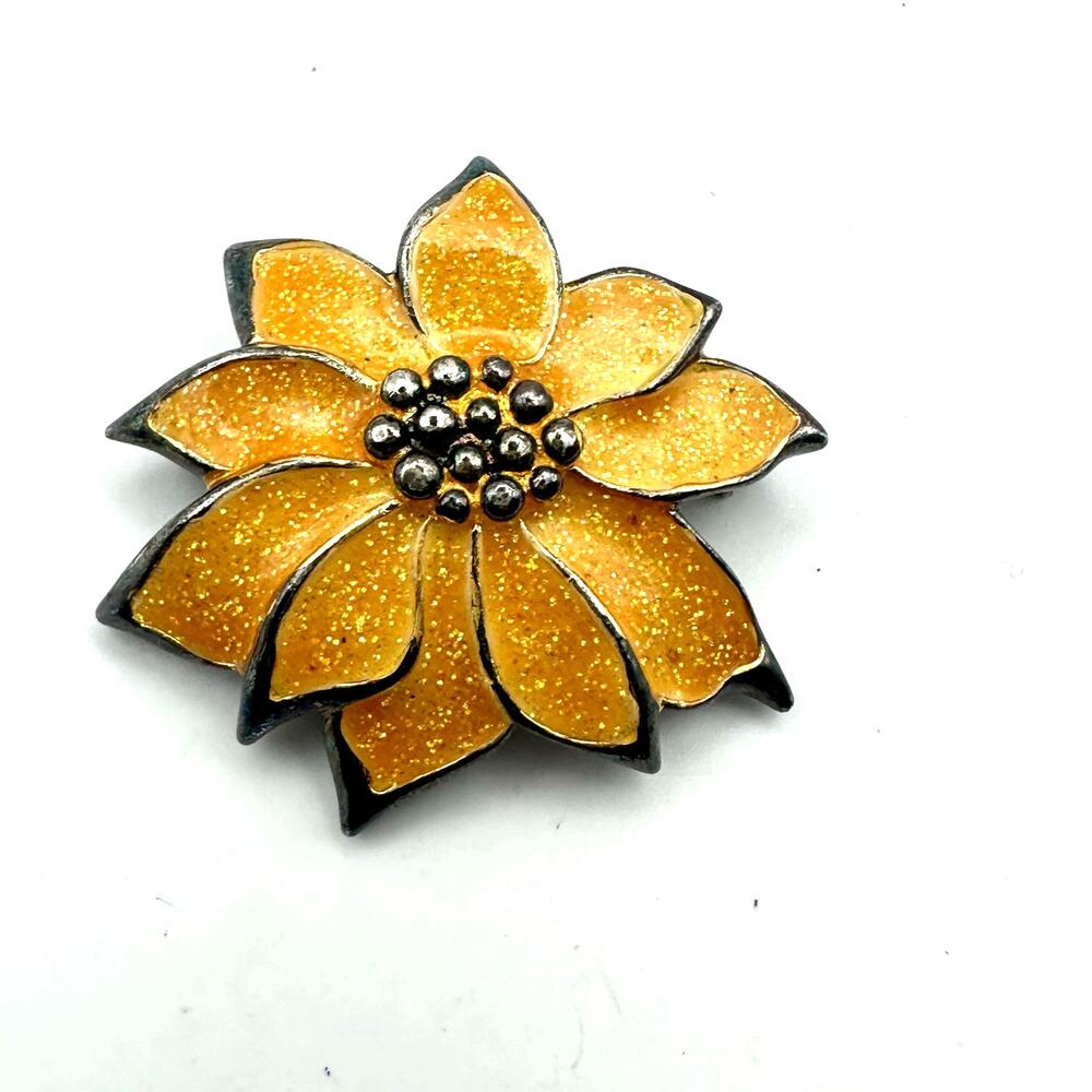 Avon Sunflower Pin Pendant Vintage Retro Flower Brooch Yellow Costume Jewelry